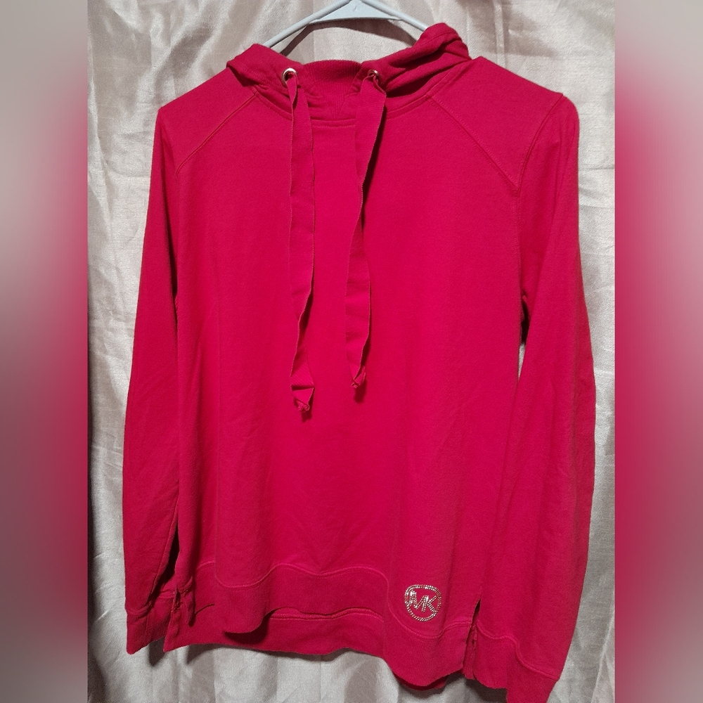 Womans Michael kors red hooded sweatshirt  size L.